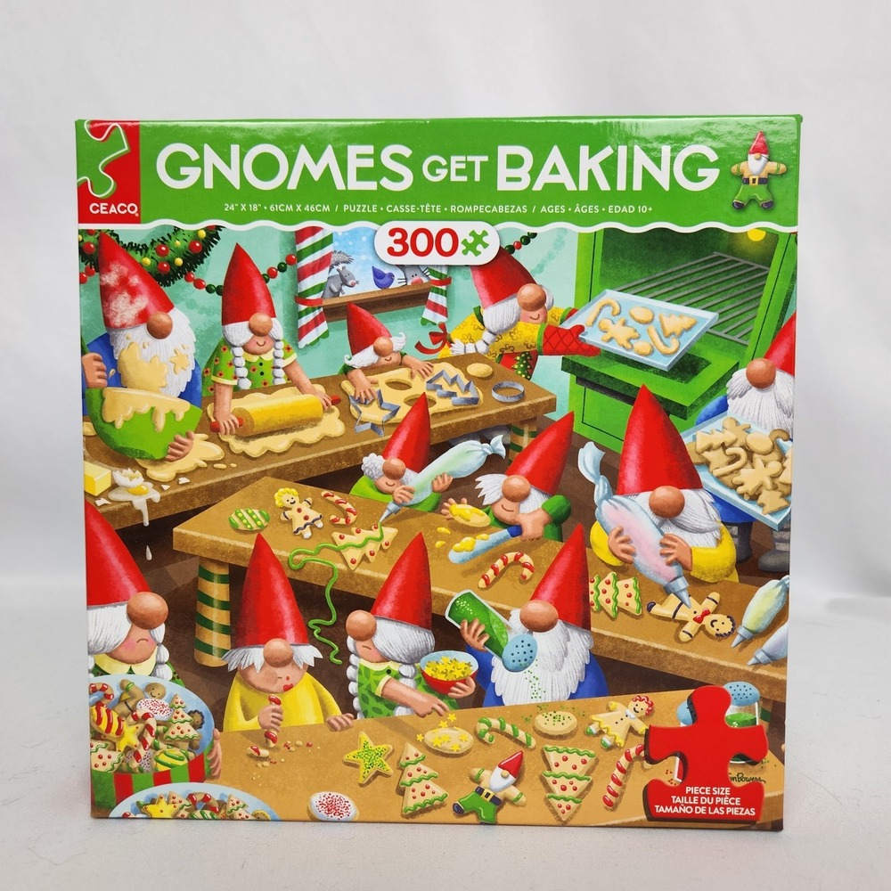 New Sealed Ceaco "Gnomes Get Baking" 300 pc Colorful‎ Jigsaw Puzzle 24" x 18"